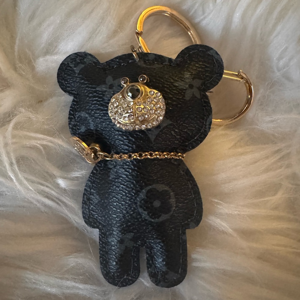 Black Bear Keychain with Gold Accents